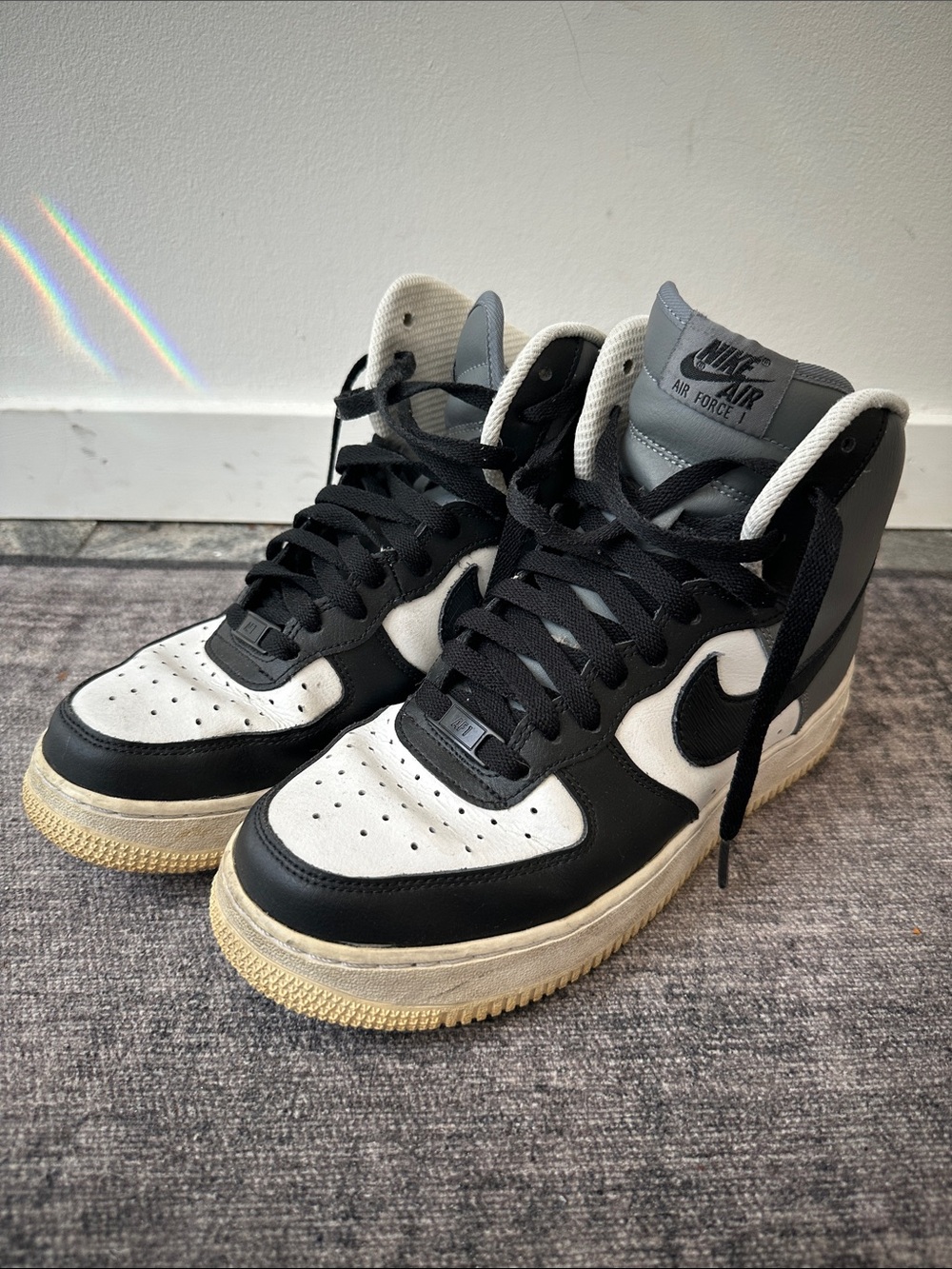 Nike Kids High-Top Sneakers - Black, White & Gray custom colors womens 8.5